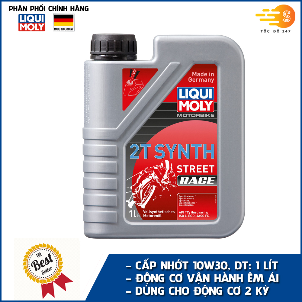 Dầu nhớt tổng hợp động cơ 2 kỳ cho xe số, xe máy phân khối lớn, xe côn tay Liqui Moly 10W30 1505 1lít - Phù hợp cho xe chạy gần, dạo phố tăng khả năng đầm xe, mát máy, ít khói