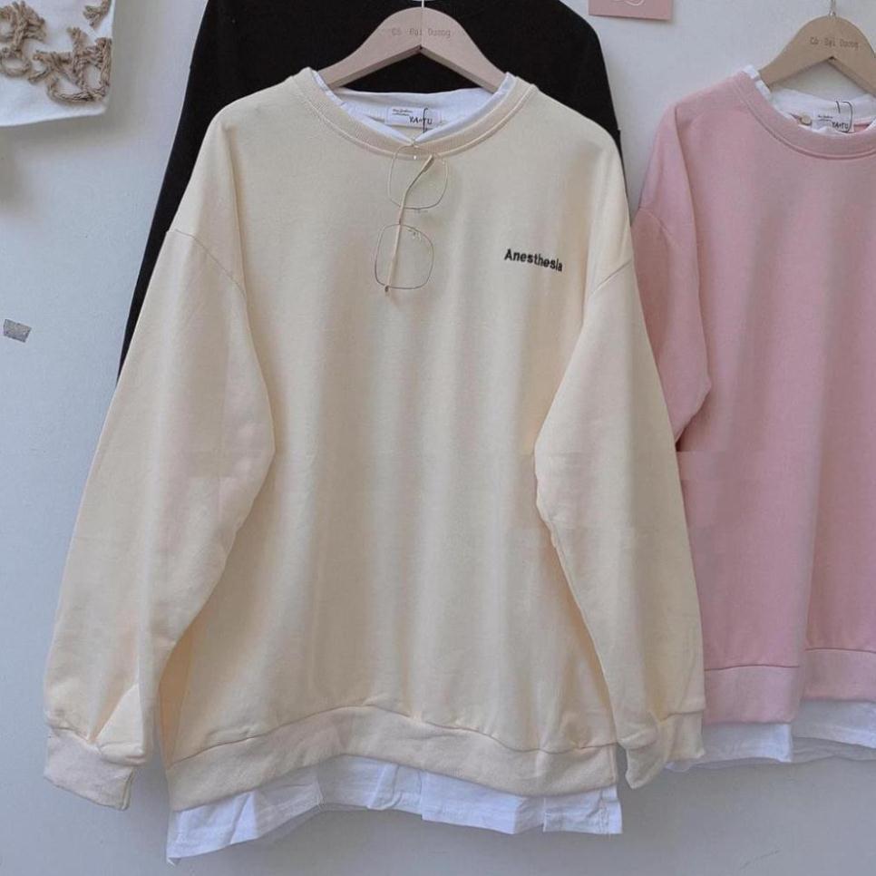 Áo Sweater thun phối vạt kiểu dáng korea HOT, áo phối vạt