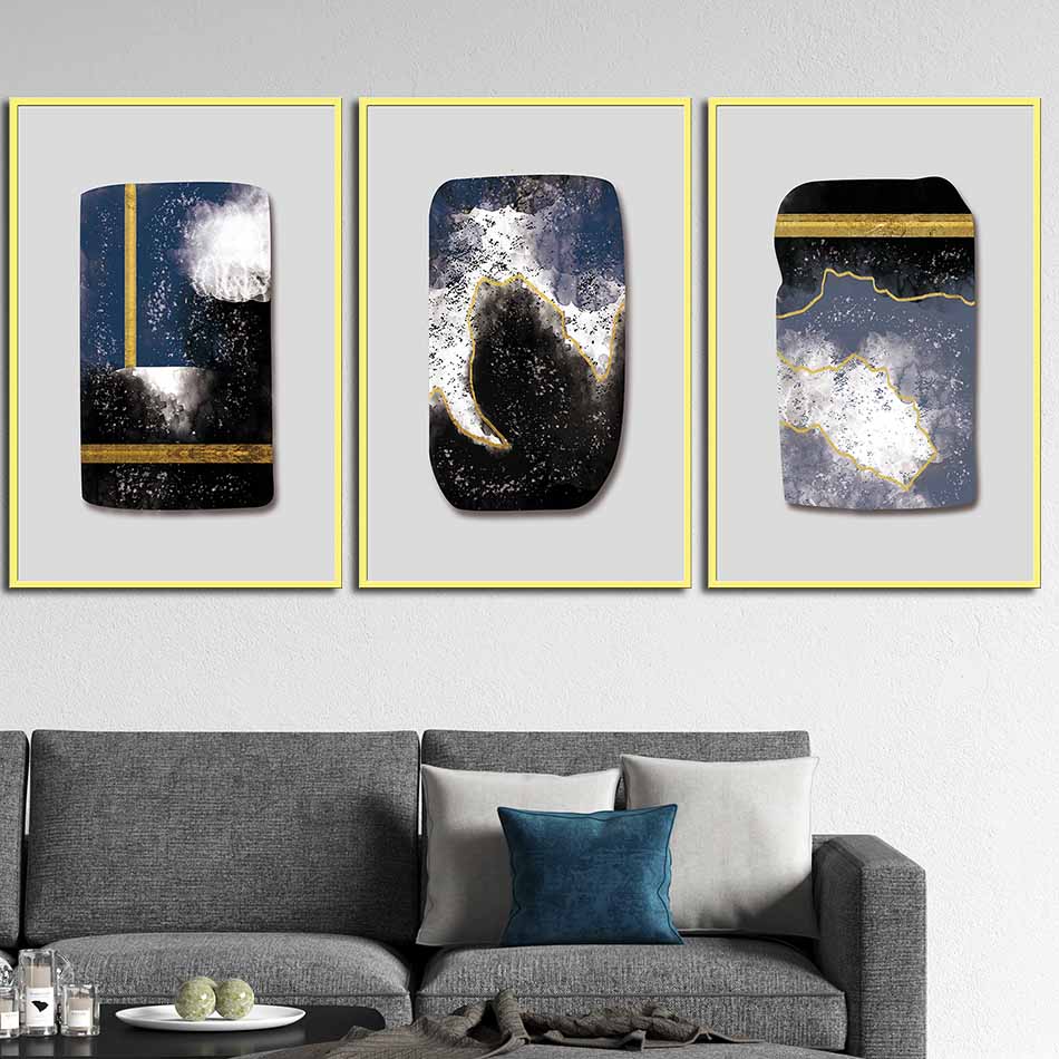 Bộ 3 tranh canvas treo tường Decor họa tiết trừu tượng - DC062