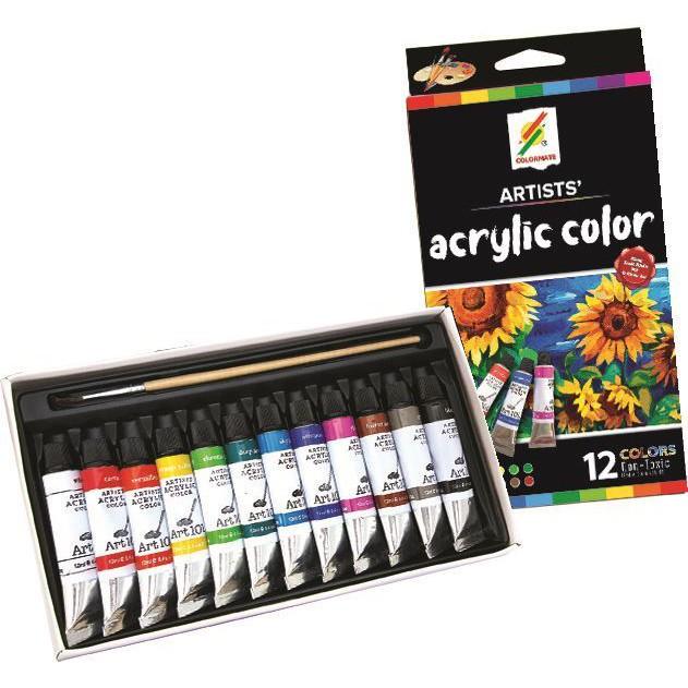 Màu vẽ Acrylic Colormate, màu Acrylic bộ 12 tuýp màu - COLORMATE