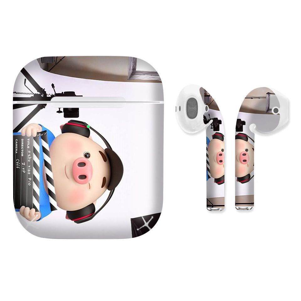 Miếng dán skin chống bẩn cho tai nghe AirPods in hình Heo con dễ thương - HEO2k19 - 110 (bản không dây 1 và 2)