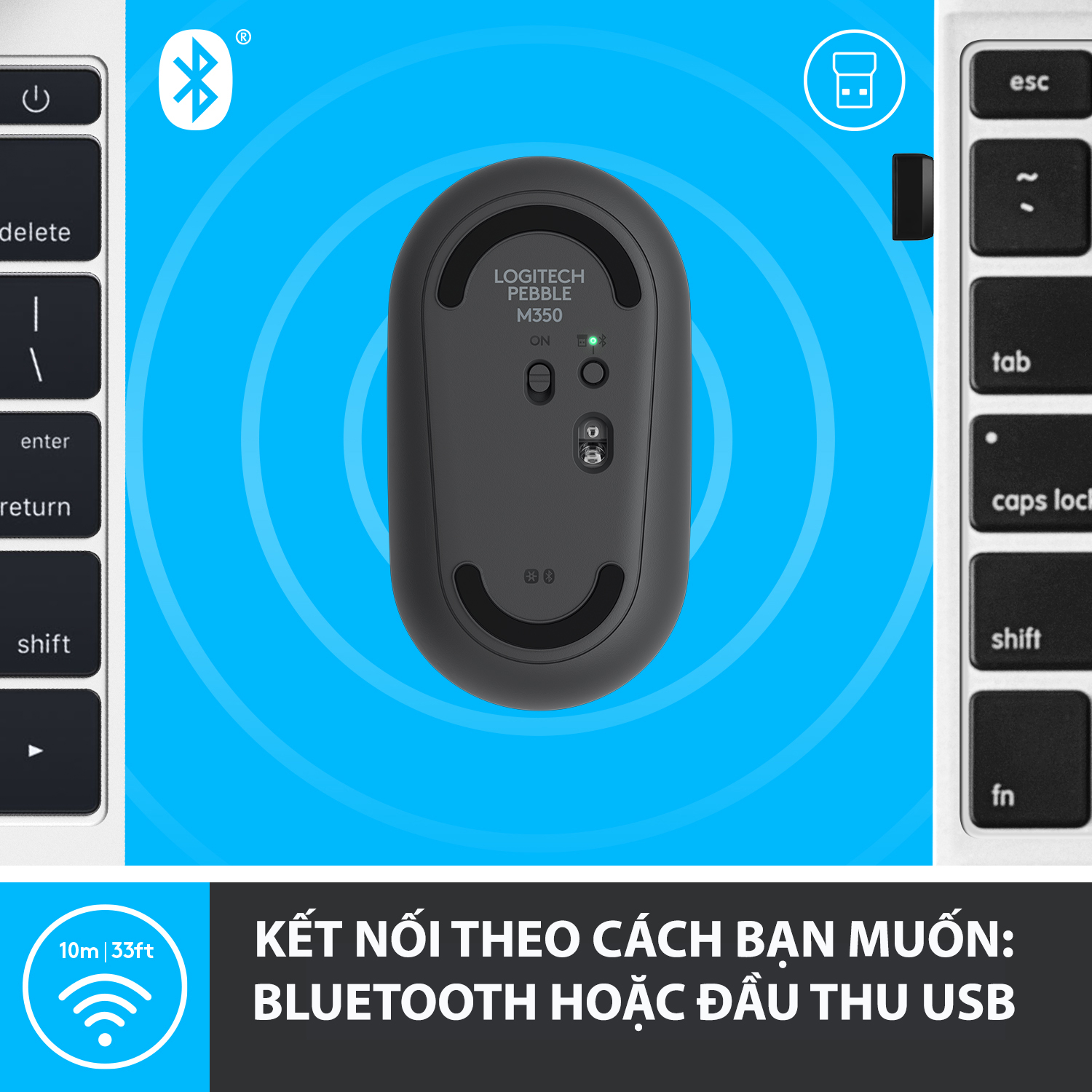 Chuột Bluetooth Silent Logitech Pebble M350 - Hàng chính hãng