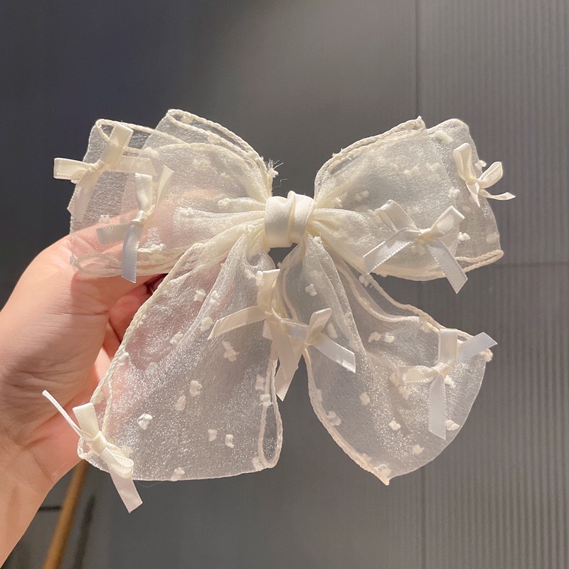 Kẹp tóc nơ tiểu thư - kẹp tóc nơ ren ullzang hàn quốc mẫu mới hot hit