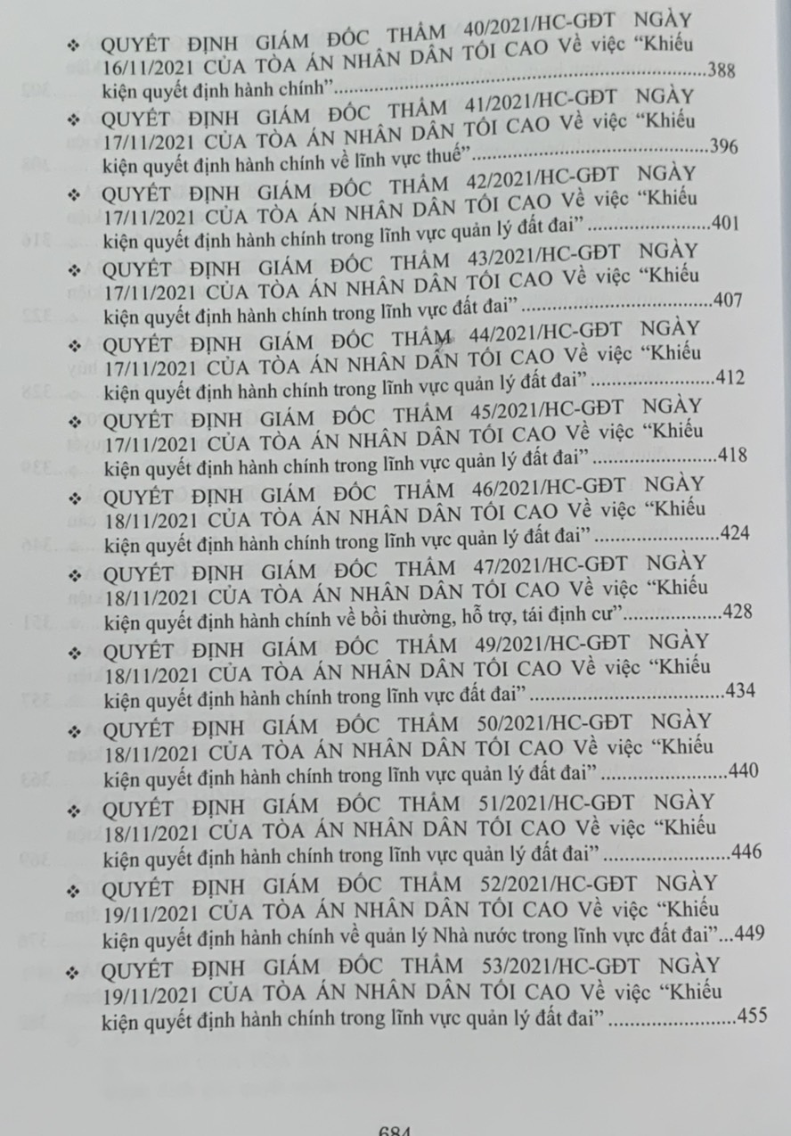 Quyết định giám đốc thẩm của Tòa án nhân dân tối cao về hình sự, dân sự, hành chính, kinh doanh thương mại, lao động, hôn nhân gia đình mới nhất