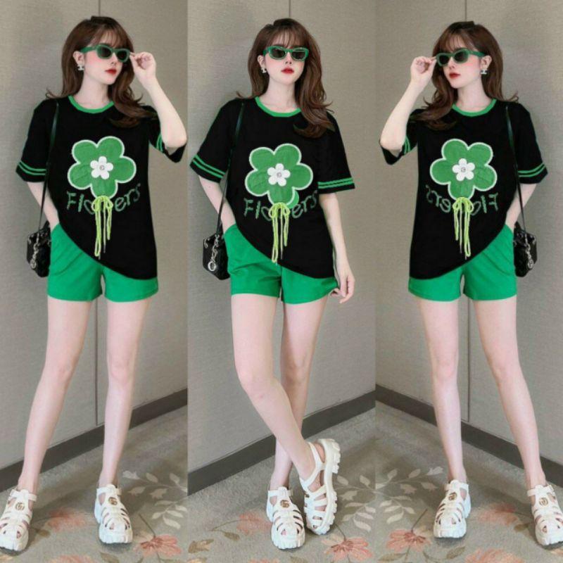 SET BỘ THỜI TRANG FOM RỘNG PHỐI HOA QC