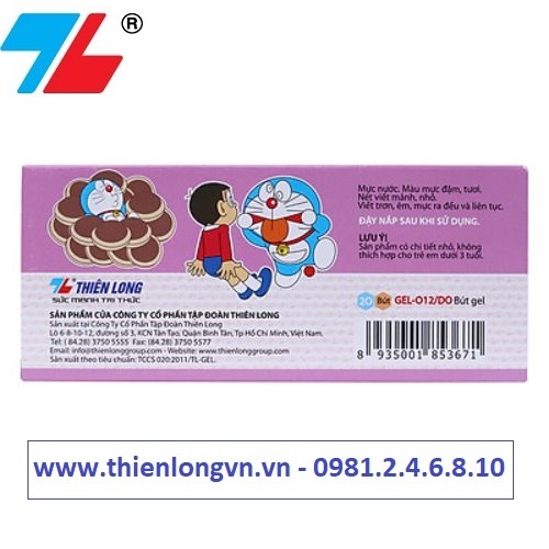 Hộp 20 cây bút gel 0.5mm Thiên Long Doraemon GEL-012/DO mực tím