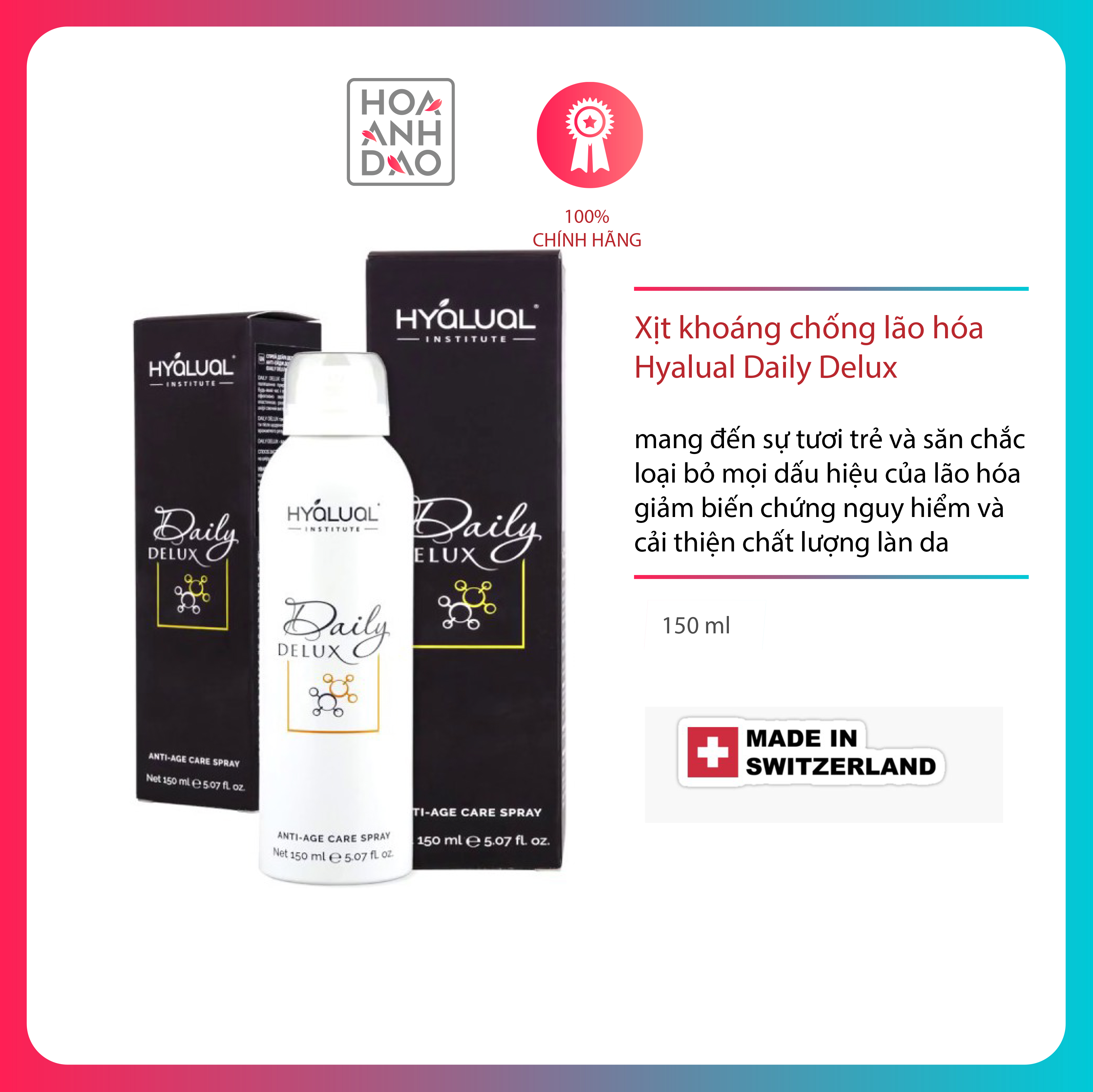 Xịt khoáng chống lão hóa Hyalual Daily Delux