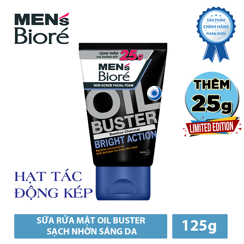 Sữa Rửa Mặt Men Biore OIL BUSTER Sạch Nhờn Sáng Da 100g