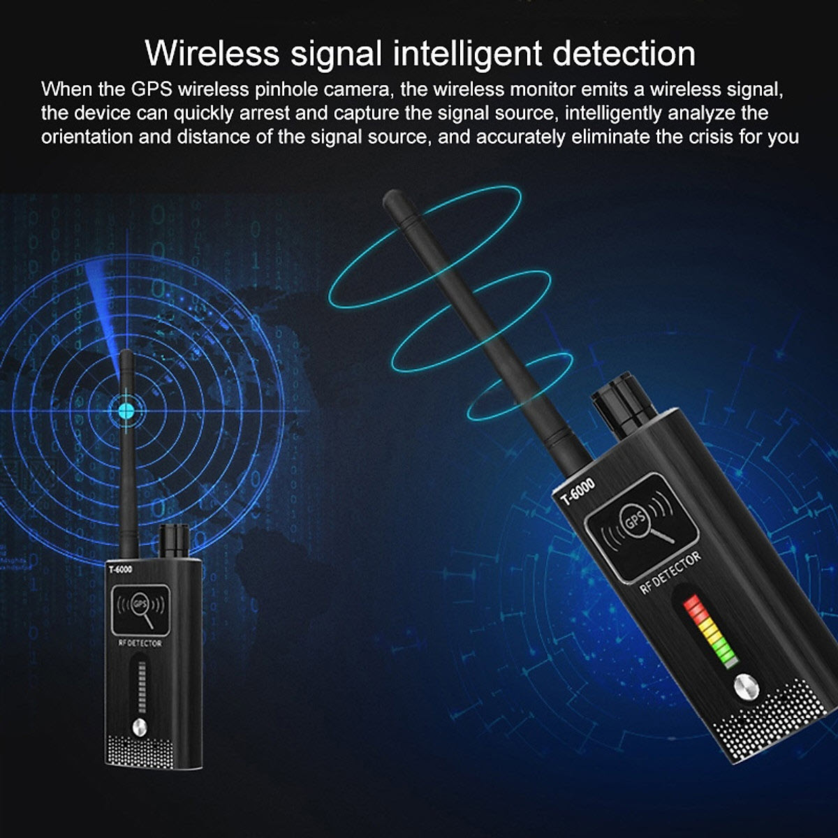 RF Detector T6000 - Thiết bị phát hiện máy ghi âm, camera wifi T6000 - Máy phát hiện camera , máy ghi âm T6000. New Anti-Spy GPS Signal Lens RF Tracker WIFI GSM Bug Detector T-6000 2G 3G 4G Bug detector Signal Detector