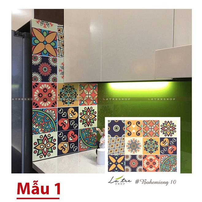 Decal dán bếp Decan dán tường Decal chống nước dán kính, nhà tắm - Decal gạch bông loại 1