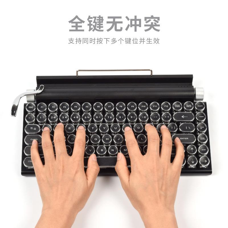 Nguồn Giá Thấp Nhất Punk Retro Bàn Phím Cơ Thể Thao Điện Tử Game Internet Cafe Có Dây Bluetooth Không Dây Xanh Trục Bàn Phím Cơ