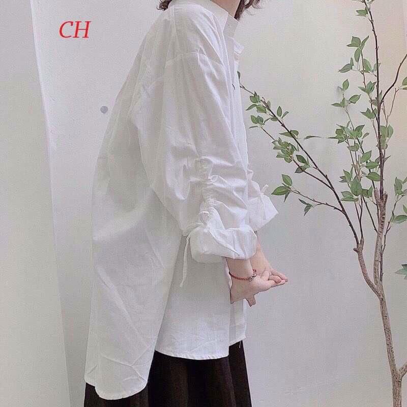 Áo sơ mi nữ tay dây rút xinh dáng tiểu thư