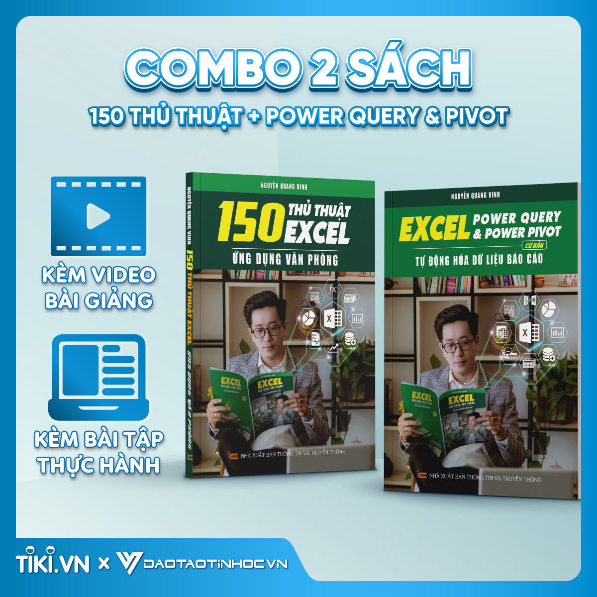 Combo 2 Sách Power Query &amp; Power Pivot Và 150 Thủ Thuật Excel Ứng Dụng Văn Phòng Kèm Video Khóa Học