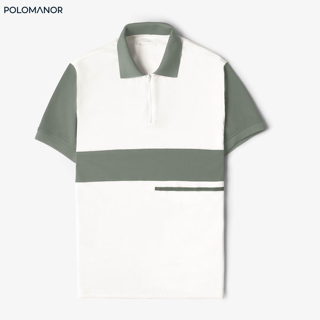Áo Polo nam phối BRUNO vải cá sấu cotton CMC, nam tính, thanh lịch, sang trọng - POLOMANOR