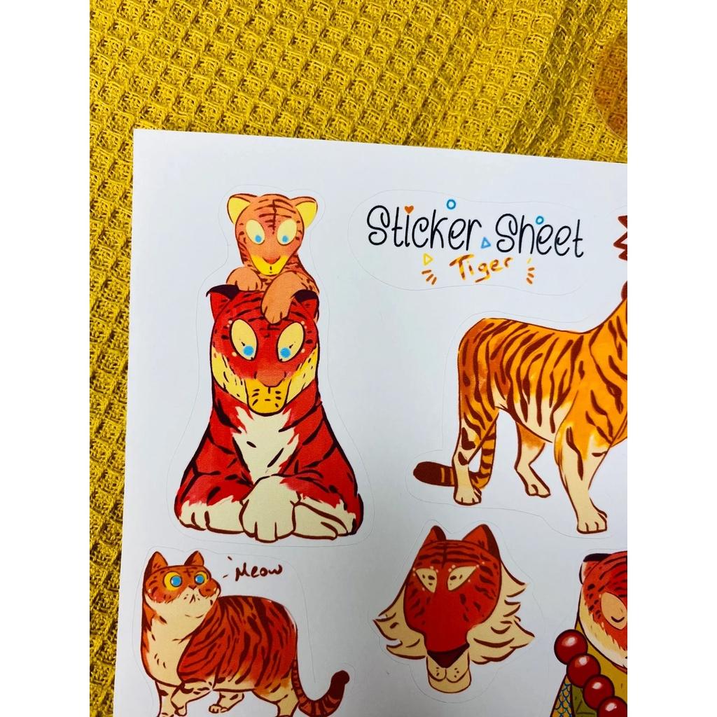 sticker sheet tiger - chuyên dán, trang trí sổ nhật kí, sổ tay | Bullet journal sticker - unim002