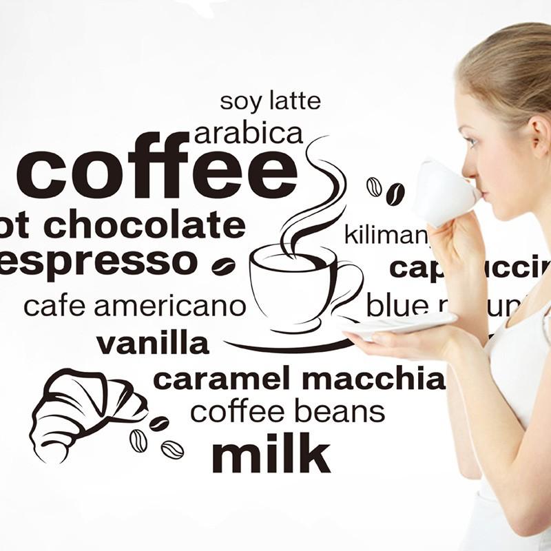 Decal dán tường trang trí chữ cafe