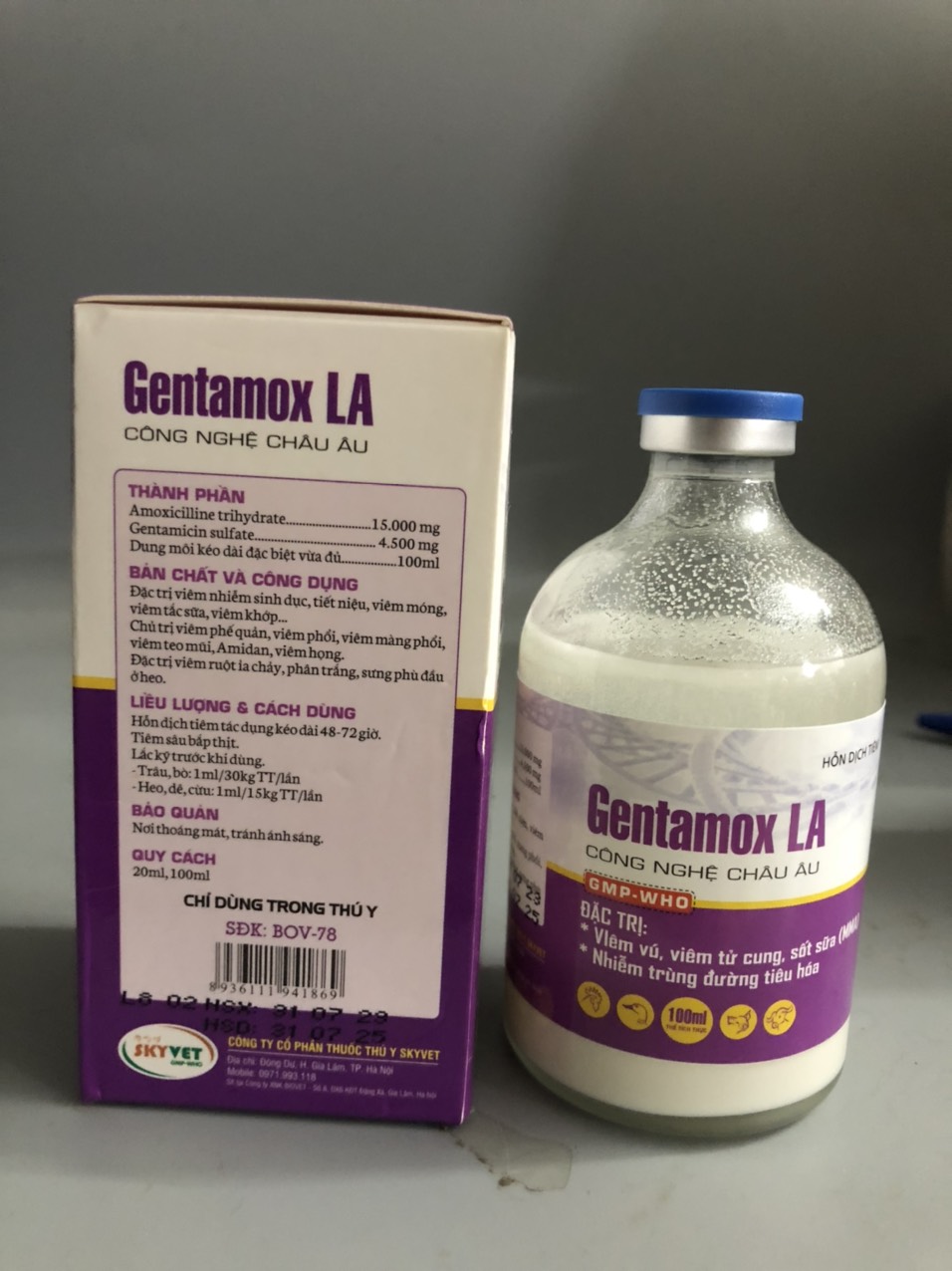 Thuốc thú y, Gentamox 100ml skyvet dùng cho chó, mèo, gia súc