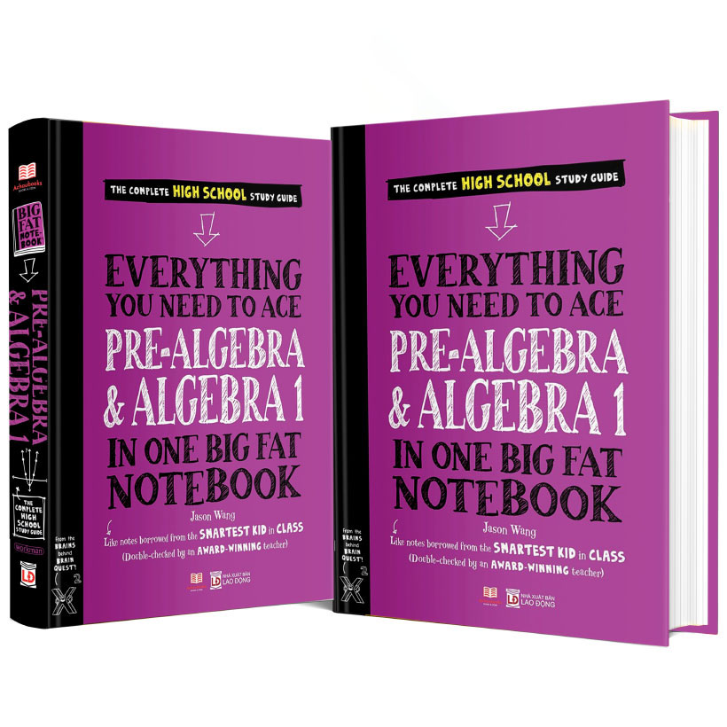 Sách Everything You Need To Ace Pre-algebra & Algebra Big Fat Notebooks - Tổng Hợp Kiến Thức Toán Học Đại Số Cho Học Sinh Lớp 8 Đến Lớp 12 - Á Châu Books, Bìa Cứng, In Màu