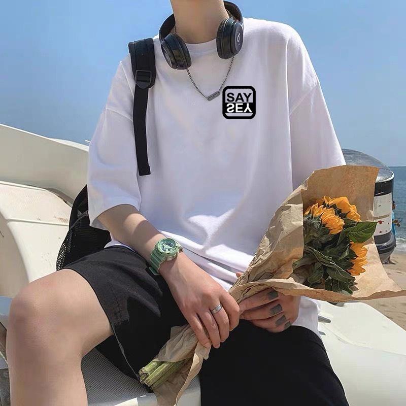 Áo phông unisex nam nữ tay lỡ form rộng SAY YES vải dày mịn