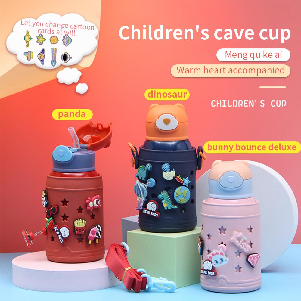 Chân Không 600ML Bình Nước Giữ Nhiệt Cốc Tập Uống Có Ống Hút Thép Không Gỉ Nhiệt Ly Cách Nhiệt Trẻ Em Hoạt Hình Tumbler Chai Dành Cho Trẻ Em