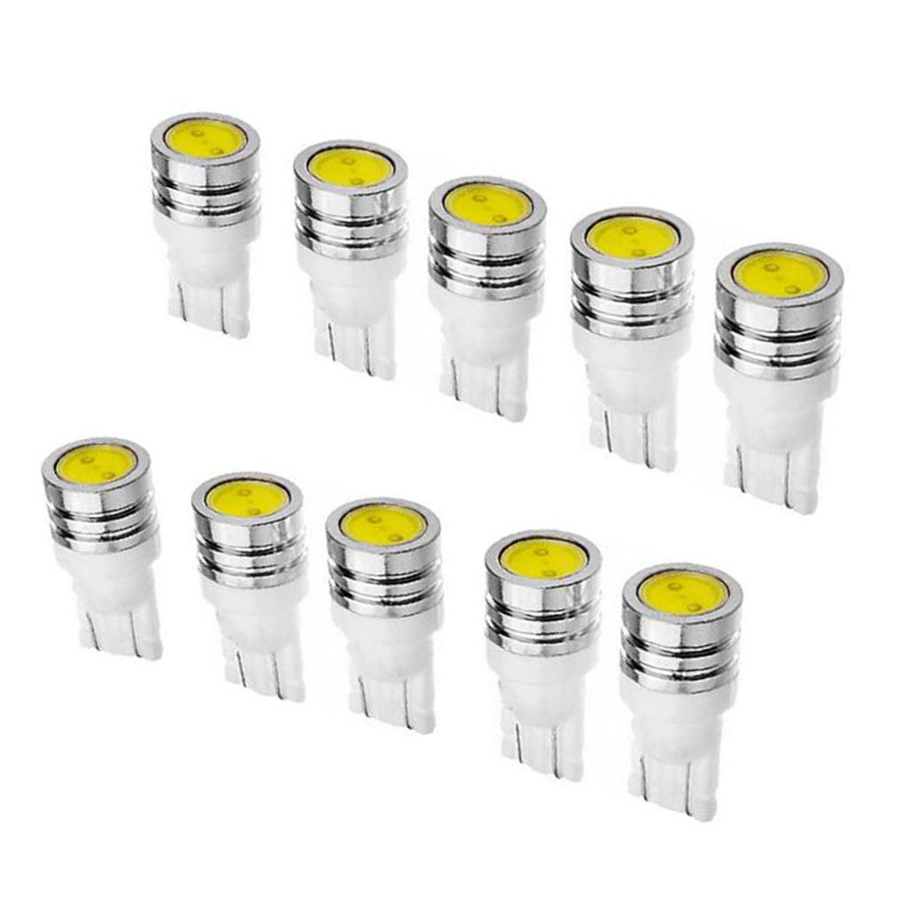 10PCS Universal T10 1.5W White LED Car Instrument Dash Interior Light Side Wedge Bulbs
