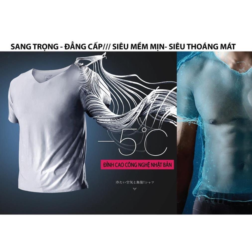 Áo thun lạnh cổ tim phông trơn nam cao cấp xuất nhật 88054 duy anh shop