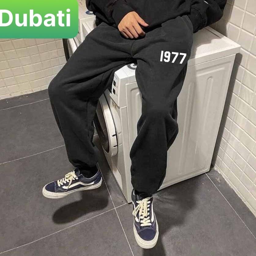QUẦN JOGGER NAM NỮ UNISEX CHẤT NỈ DÀY DA CÁ ỐNG SUÔNG RỘNG 1977 PHONG CÁCH CAO CẤP MỚI -DUBATI FASHION