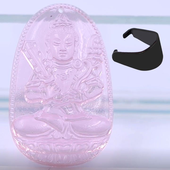 Mặt Dây Chuyền Phật Hư Không Tạng Bồ Tát Đá Pha Lê Hồng Size Nhỏ 3.6cm & Size Lớn 5cm- Tặng Kèm Móc Inox - Phong Thủy 868 - May Mắn - Bình An