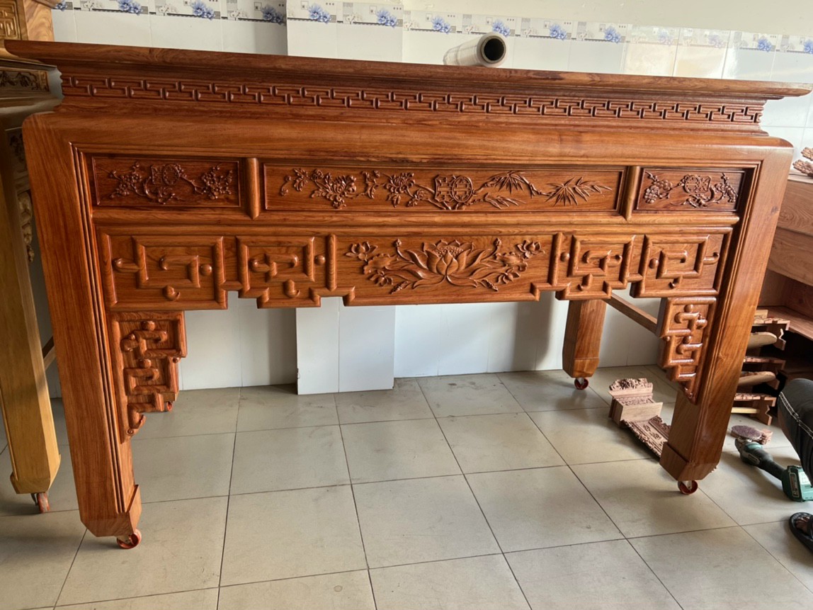 Án gian thờ gia tiên gỗ hương 1 tầng,bàn thờ bàn cúng phật ngang 1m75
