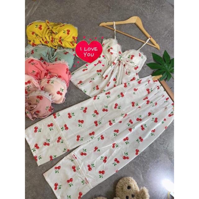 Set cherry có mút ngực quần lưng chun