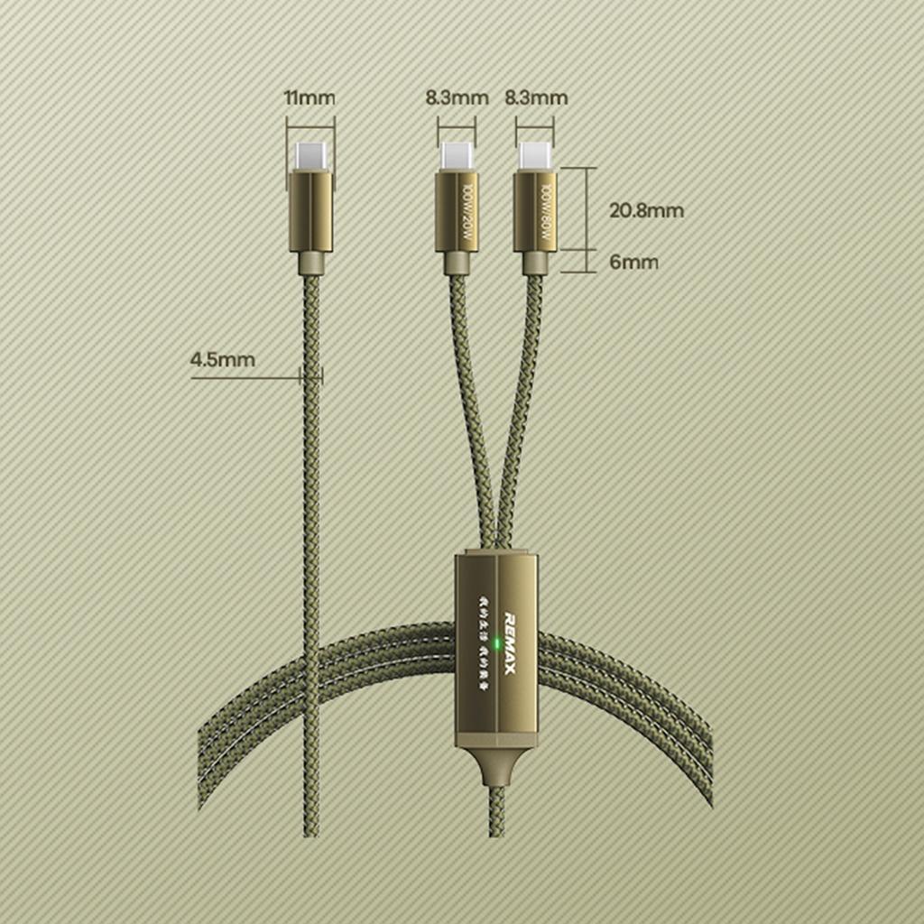 Cáp Sạc Nhanh Đa Năng 2in1 Type C to C+C 100W Remax RC-092t  Hàng Chính Hãng Remax