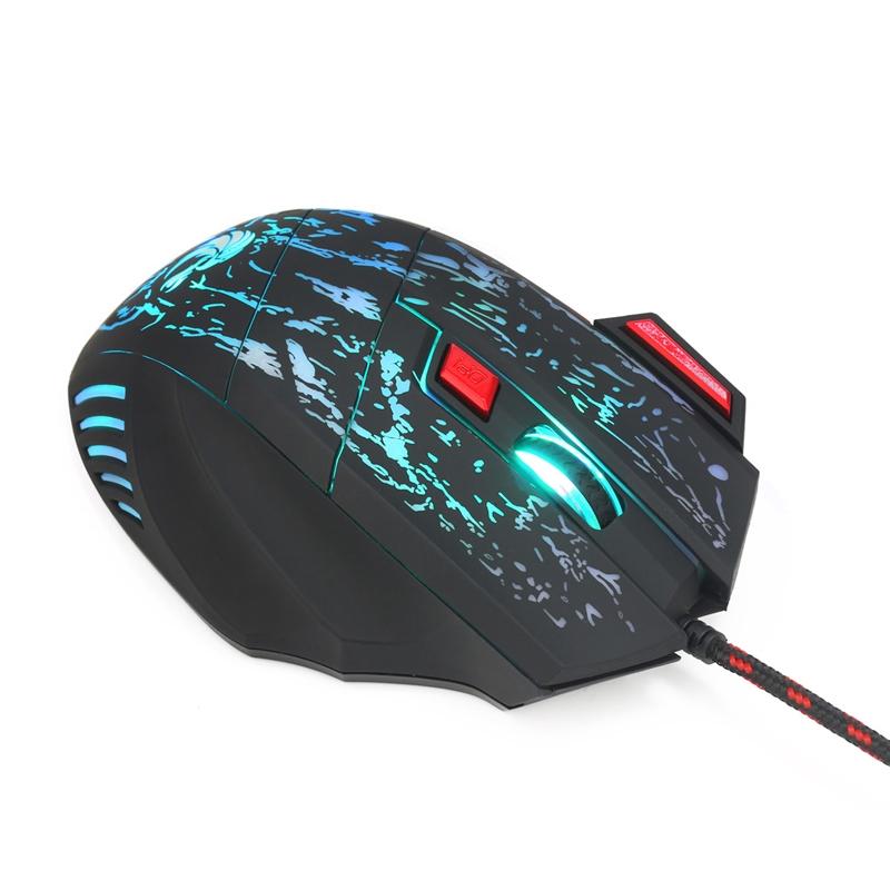 Chuột Chơi Game 7 Nút Bấm Có Đèn Led 5500 Dpi