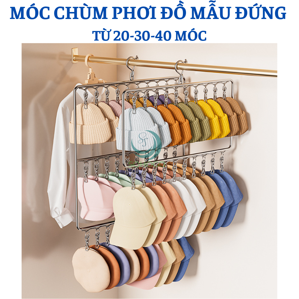 Móc Treo Đồ Lót, Tất Vớ 20-30-40 Kẹp Có Khóa Chống Gió - Móc  Chùm Treo Quần Áo, Vớ, Tất, Khẩu Trang Siêu Tiện Lợi