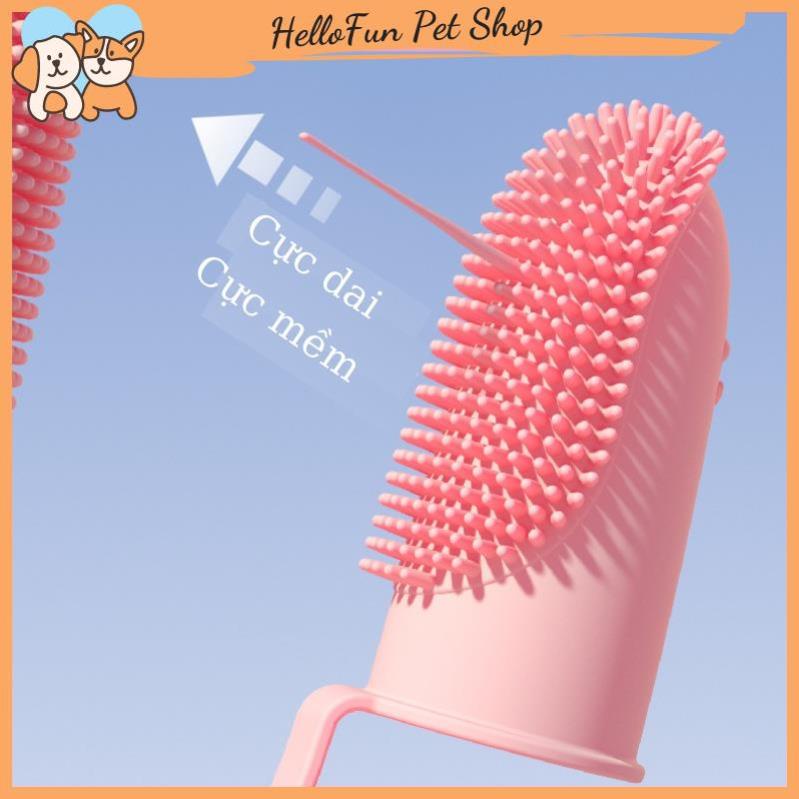Bàn chải đánh răng cho chó mèo - Bàn chải xỏ ngón bằng silicone mềm tiện dụng