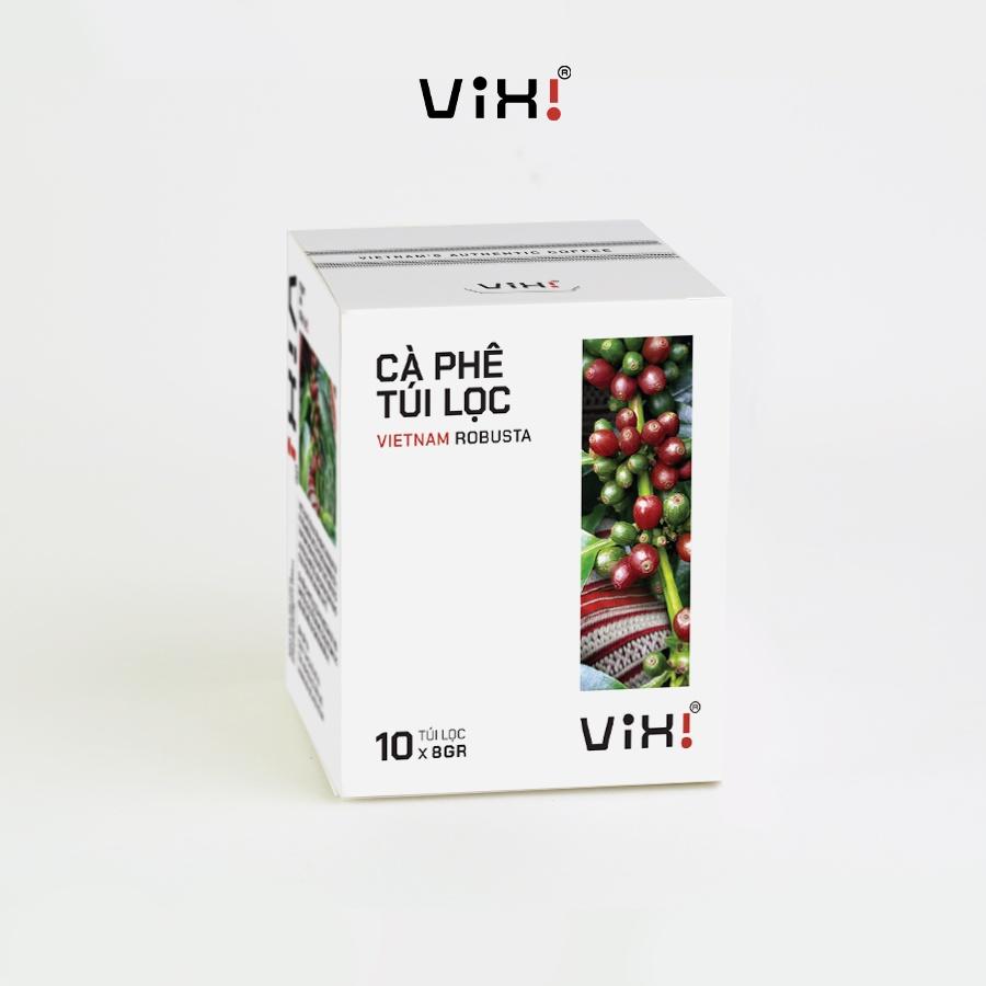 Cà phê Robusta túi lọc nguyên chất tiện lợi rang mộc ViXi 80g