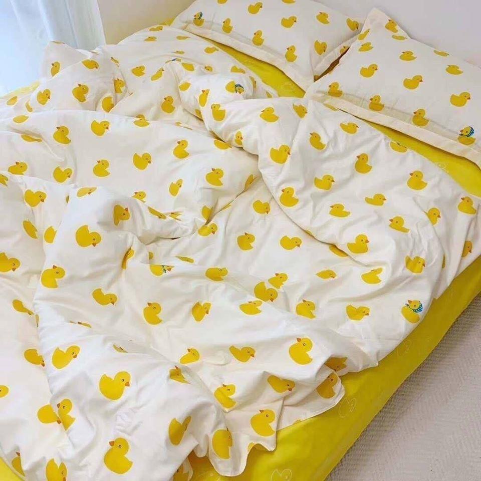 Set ga gối chăn cottong poly 4 món hàng nhập khẩu họa tiết thú cưng