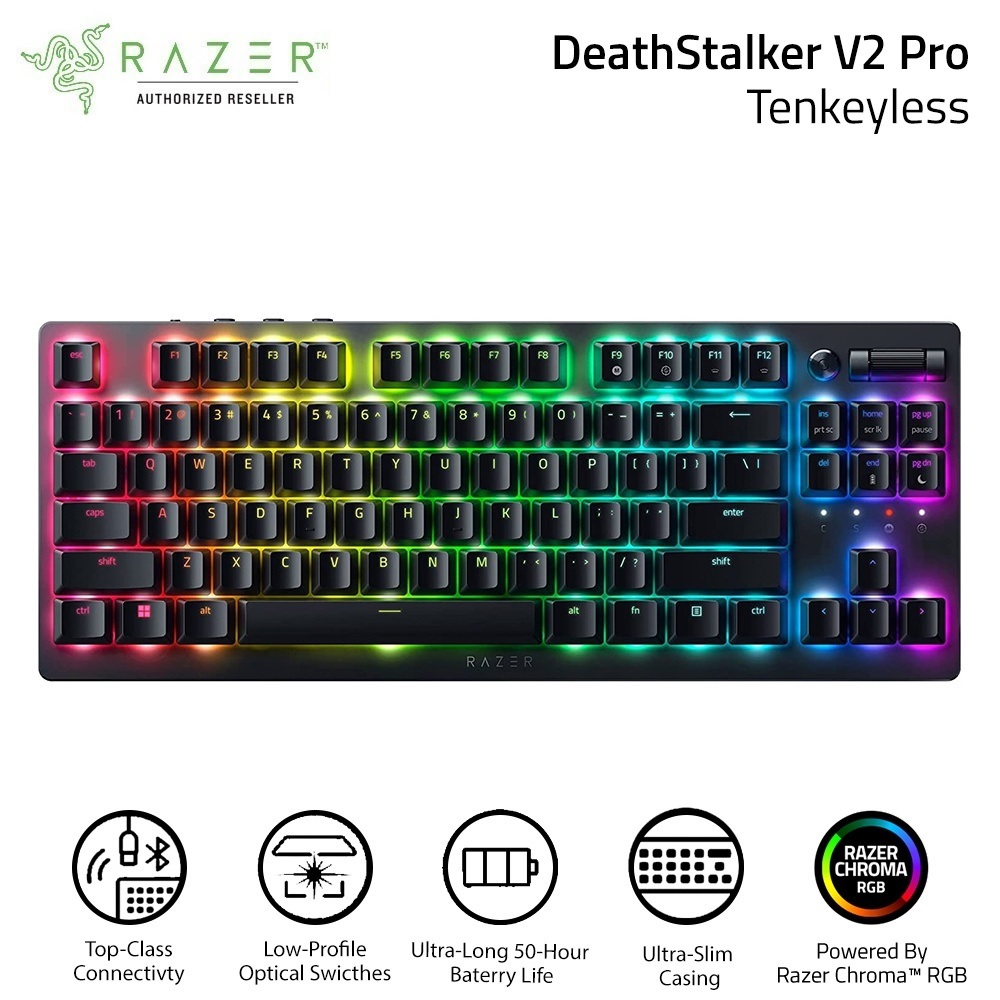 Bàn phím Razer DeathStalker V2 Pro Tenkeyless-Wireless Low Profile Optical Gaming Keyboard_Mới, hàng chính hãng