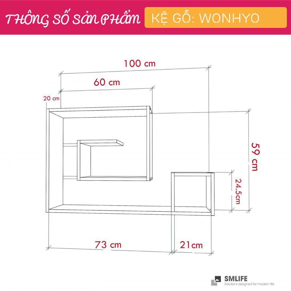 Kệ gỗ trưng bày kiểu dáng thanh lịch SMLIFE Wonhyo