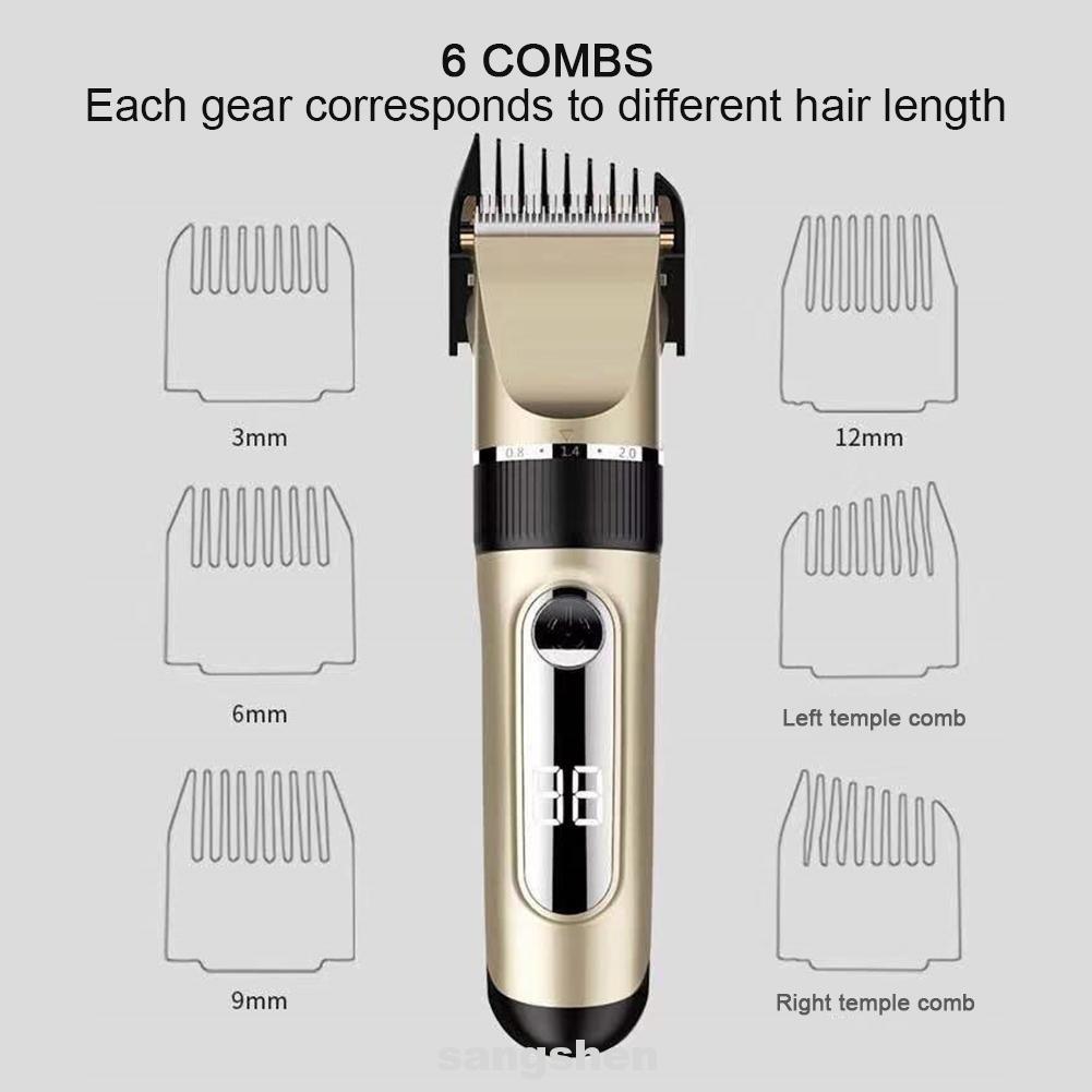 Tông Đơ Cắt Tóc Có Đèn Led Hiển Thị 6 Chế Độ Chống Nước Có Thể Sạc Lạichạy