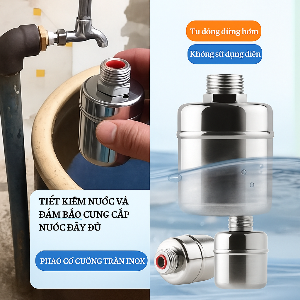Mẫu Phao Cơ Inox 304 Cao Cấp – Tự Động Ngắt Nước, Chống Tràn Hiệu Quả 100%