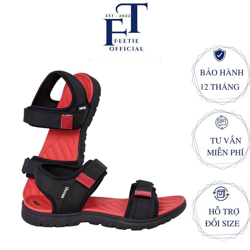 Dép Sandal GV Đỏ Đen Cá Tính,Xăng Đan Unisex Đế Phylon Cao Cấp 3cm Thích Hợp Đi Chơi,Đi Du Lịch