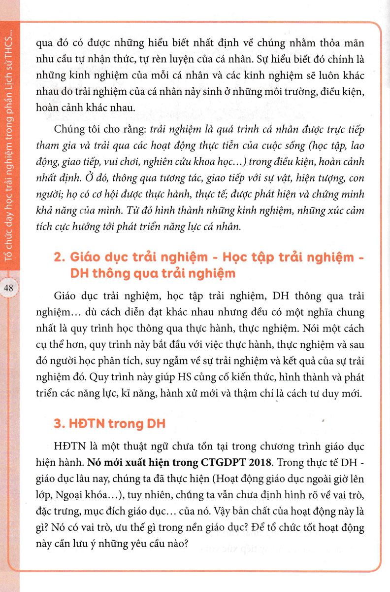 Tổ Chức Dạy Học Trải Nghiệm Trong Môn Lịch Sử Và Địa Lí THCS - Phần Lịch Sử (Theo Chương Trình GDPT 2018 Và SGK Mới)