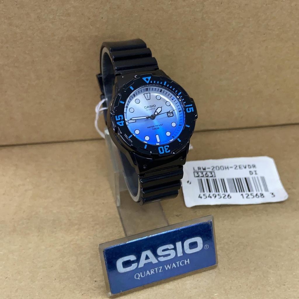 Đồng Hồ Casio Nữ Đồng Hồ Casio Chính Hãng Casio Dây Nhựa LRW200H - 2E Dây Đen Mặt Xanh Fullbox.