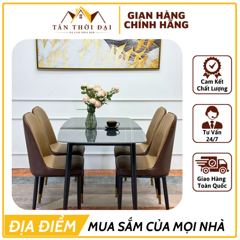 Bàn Chân Côn, Bàn Ăn Chân Sắt Mặt Đá 3d, Nội Thất Đẹp, Sang Trọng - Tổng Kho Nội Thất Tân Thời Đại