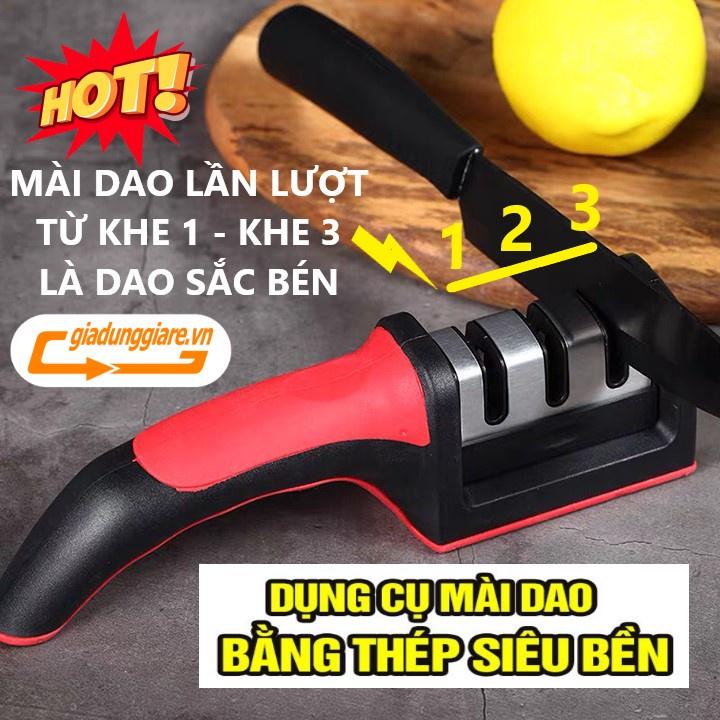 ( Bán sỉ ) Dụng cụ mài dao kéo 3 khe (3 cấp độ) tay cầm tiện lợi mài dao sắc bén nhanh và hiệu quả