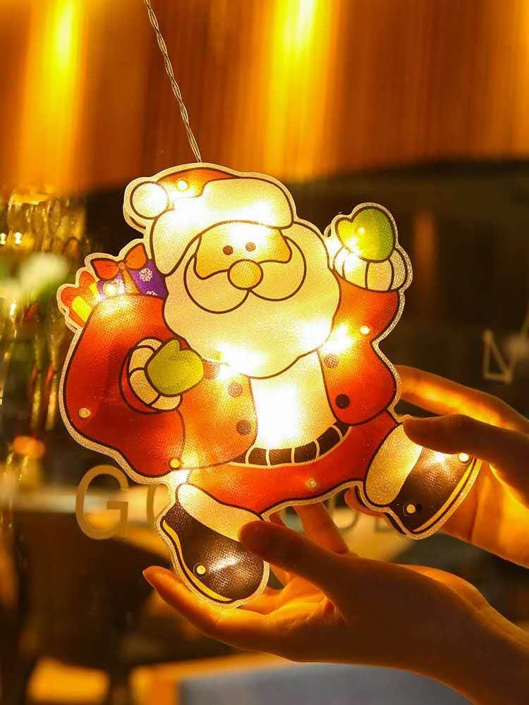 Đèn Giáng sinh Hong Sucker, Đồ trang trí Giáng sinh cho Santa Claus Christmas, Party, Nội thất và Trang trí Giáng sinh ngoài trời, Đèn treo pin