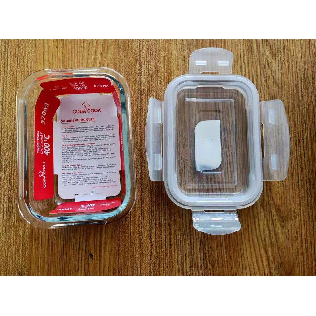 Hộp thủy tinh hộp đựng cơm trữ thức ăn chịu nhiệt COBA'COOK hộp chữ nhật 1041ml- CBHL1041