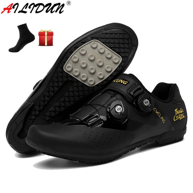 Giày đi xe đạp không cleat sneaker bàn đạp phẳng mtb nam nữ Color: Non Cleat black Shoe Size: 41