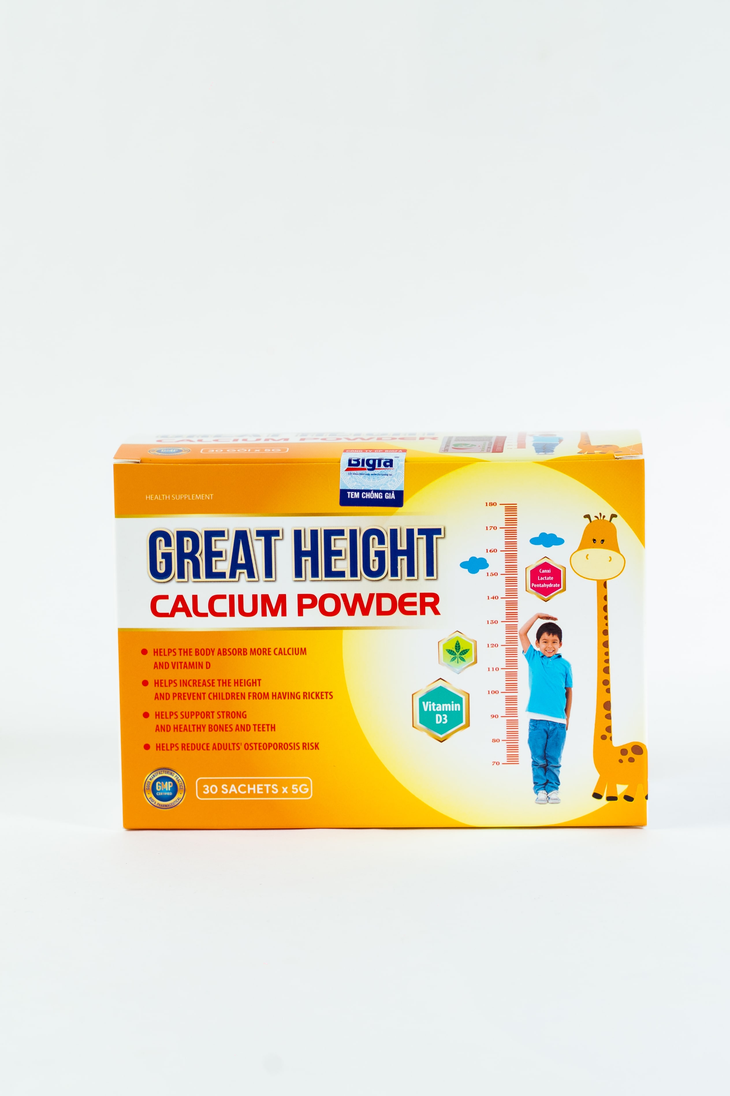 Cốm hỗ trợ tăng chiều cao Great Height Calcium Powder - Hộp 30 gói x 5g