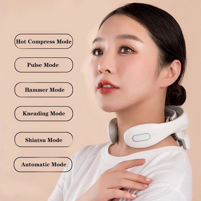 Máy Massage Cổ Gáy Cao Cấp Chườm Nóng Hồng Ngoại, Đấm Bóp Cơ Học, Châm Cứu Xung Điện